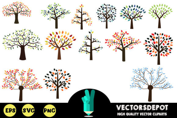 Colorful Trees Clipart: Graphics & Illustrations Review