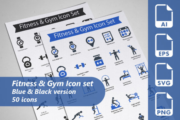 Fitness Gym Icon Set: Graphics & Icons for Crafters