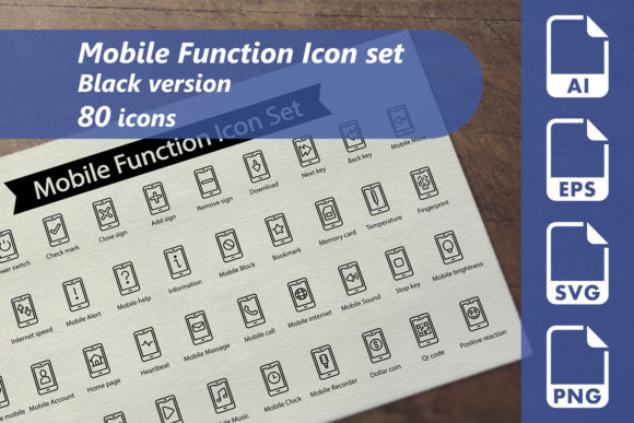 Mobile Function Line Icon Set: Graphics & Icons for Crafters