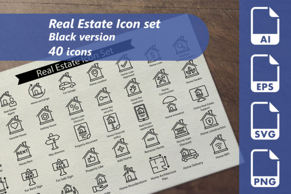 Real Estate Line Icon Set: Graphics & Icons Review